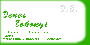 denes bokonyi business card